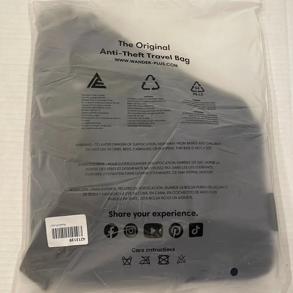 WANDER+ Anti Theft Crossbody Bag, - Navy (NEW WITH TAGS - Picture 4 of 6